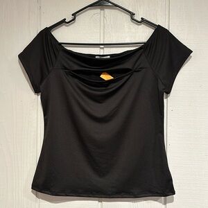 White Birch Black Off the Shoulder Short Sleeve Top